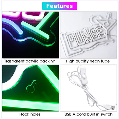 Cocktails Lounge 5V USB LED Ljusskylt - Budgetvänlig