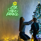 joy love peace – Julgran av ord med en stjärna – LED-neonskylt (5 V USB)
