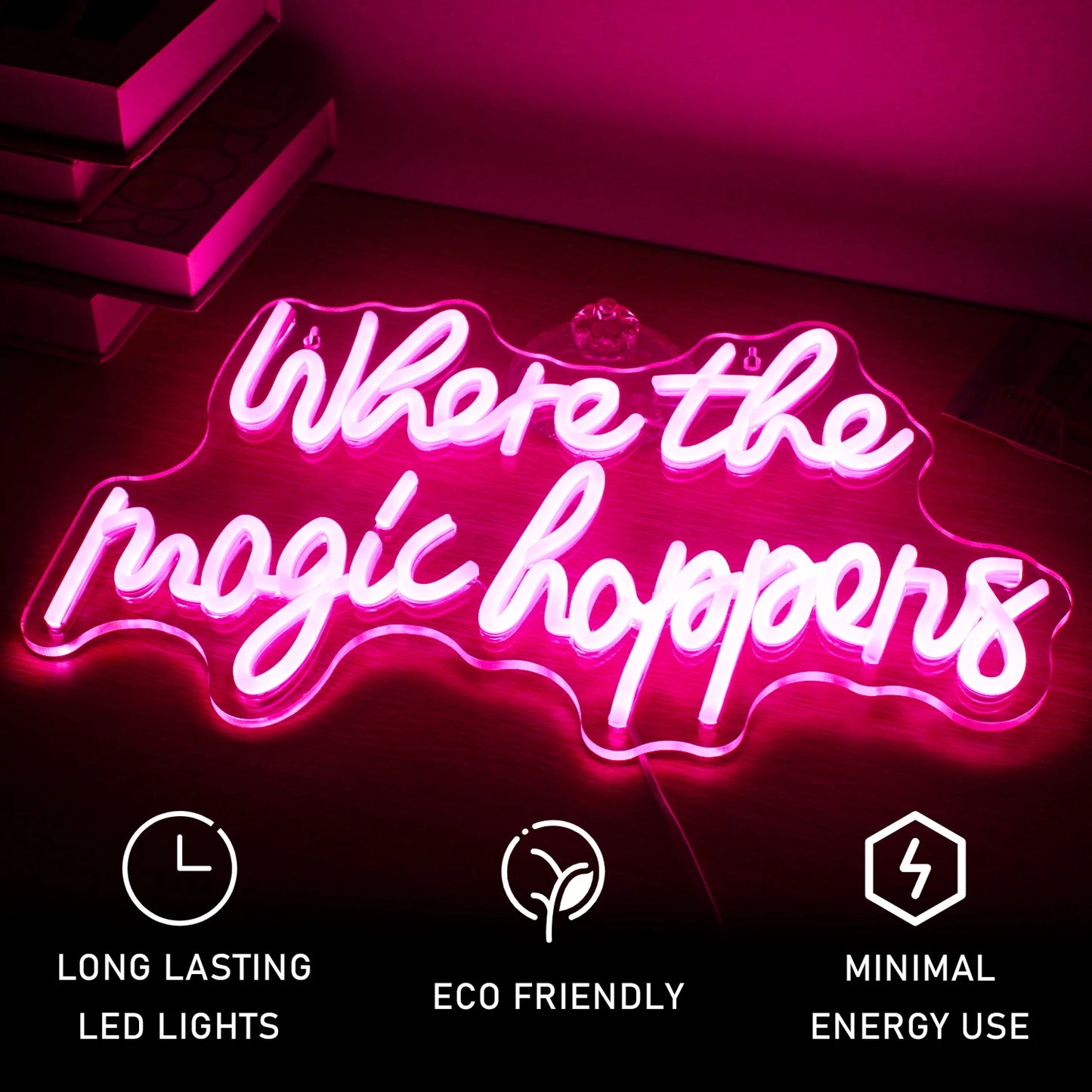 Where The Magic Happens 5V USB LED Ljusskylt - Budgetvänlig