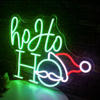 Ho Ho Ho – Jultomtens ansikte och mössa – LED-neonskylt (5 V USB)