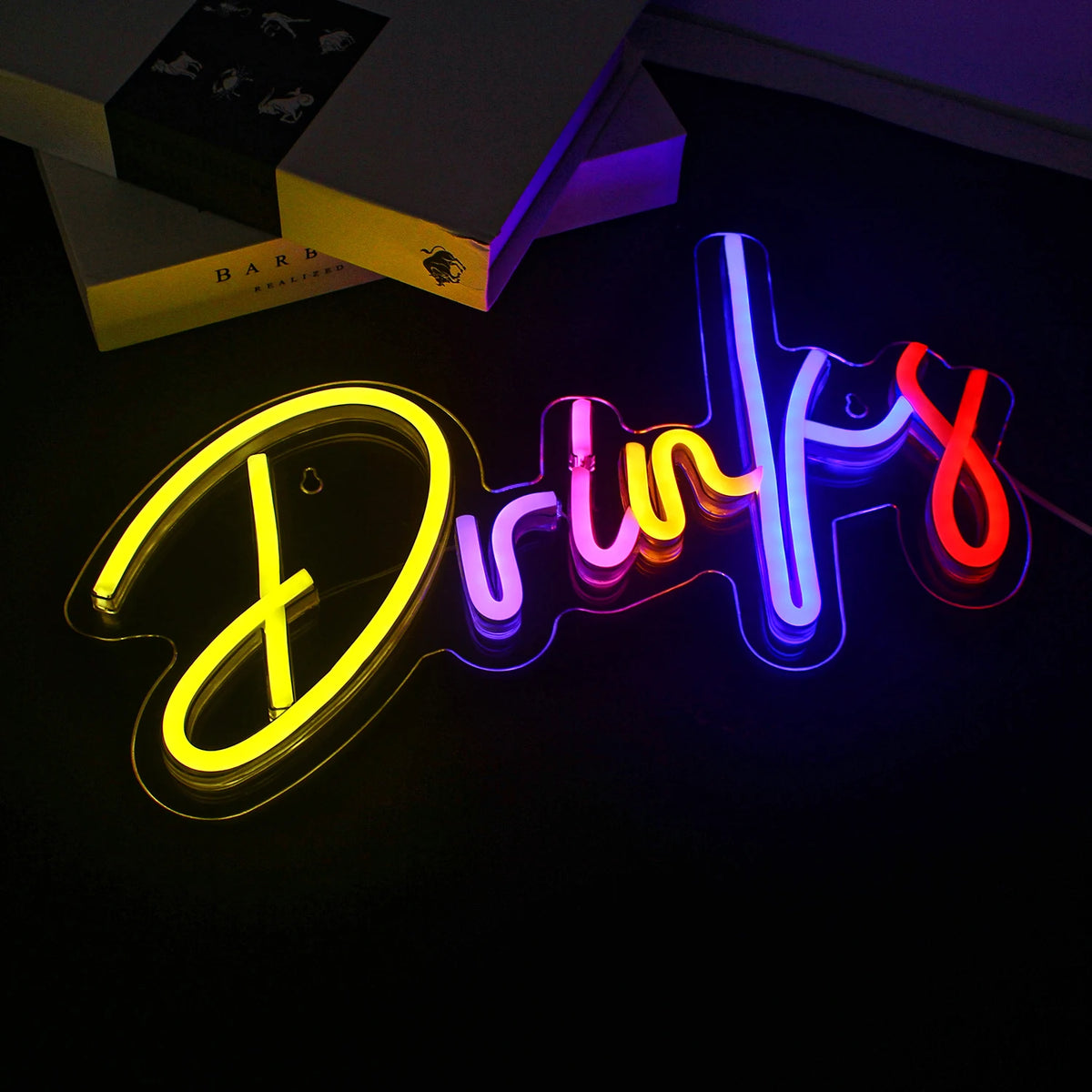 Drinks – Färgglada bokstäver – LED-ljusskylt (5 V USB)