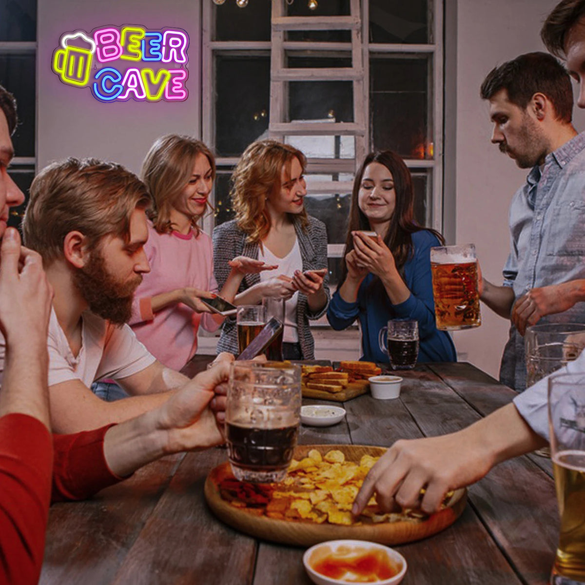 Beer Cave – Ölsejdel – LED-ljusskylt (5 V USB)