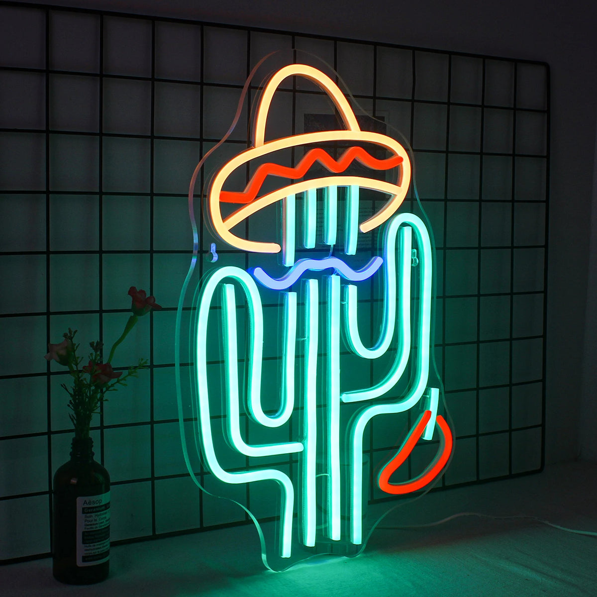 Kaktus – LED-neonskylt (5 V USB)