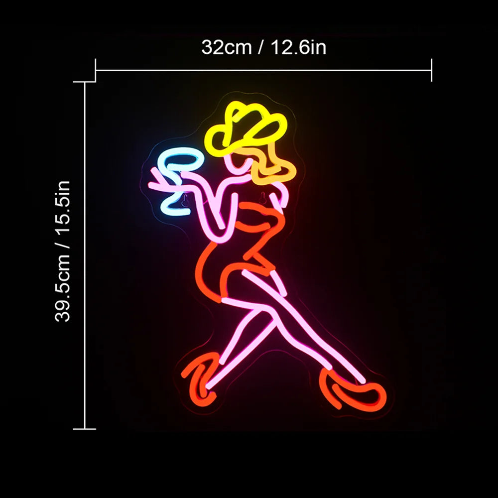 Färgglad kvinnosilhuett – LED-neonskylt (5 V USB)