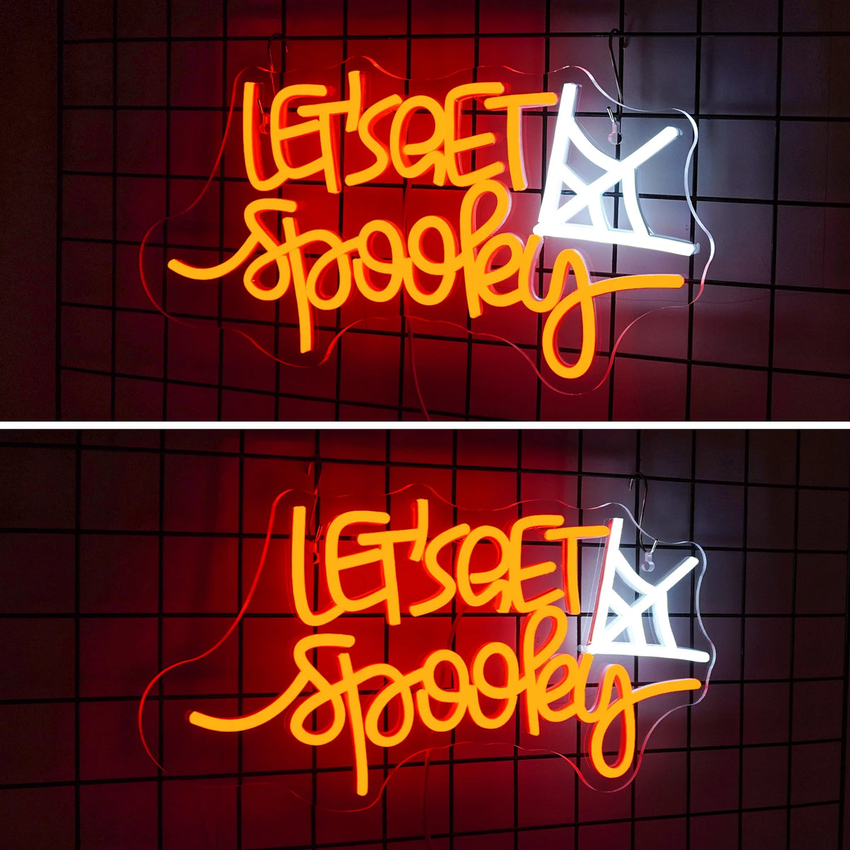 LET'S GET Spooky – Spindelnät – LED-neonskylt (5 V USB)