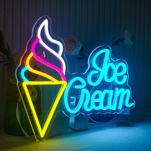 Ice Cream – Glasstrut vid sidan – LED-ljusskylt (5 V USB)