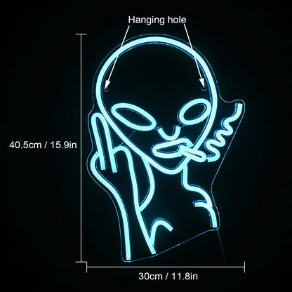 Rökande Alien 5V USB LED Ljusskylt - Prisvärd