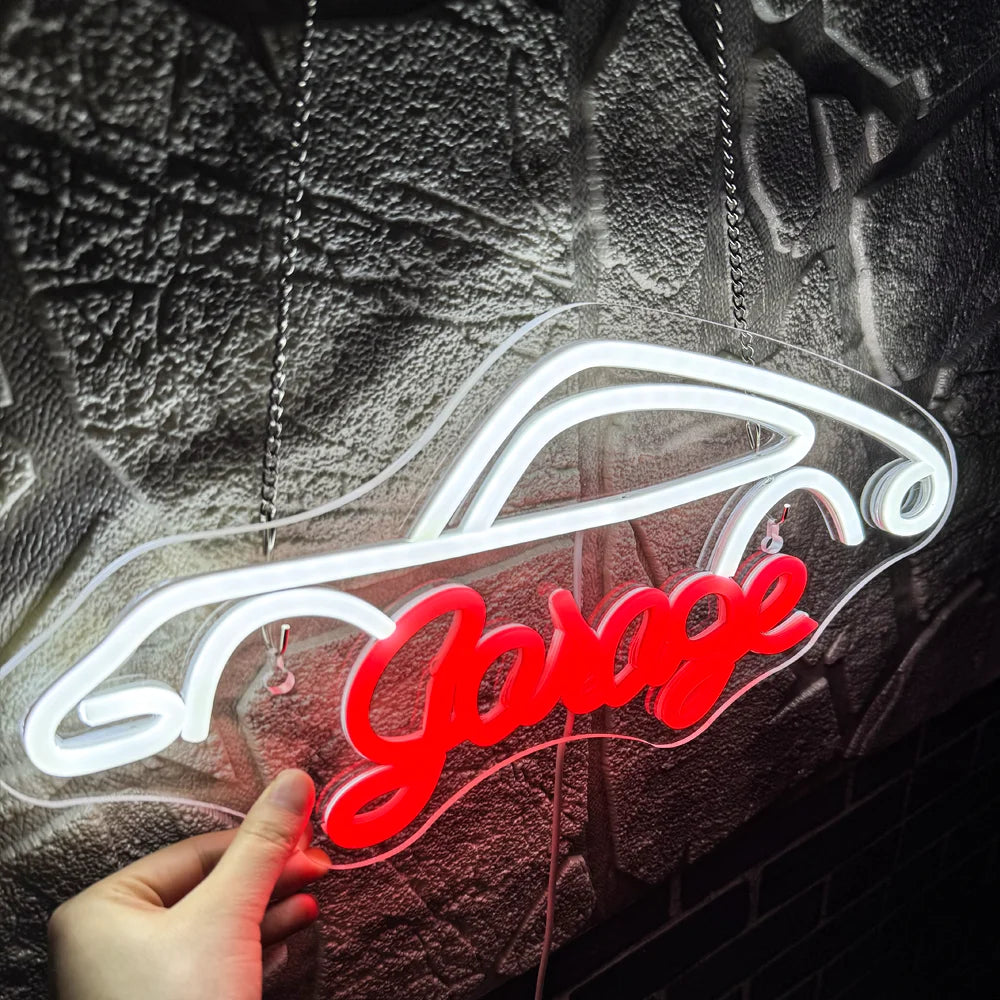 Garage – Bilkontur – LED-neonskylt (5 V USB)