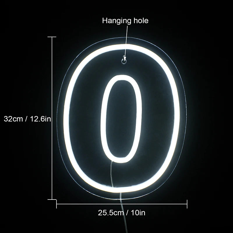 Födelsedagssiffror 0–9 – LED-neonskylt (5 V USB)