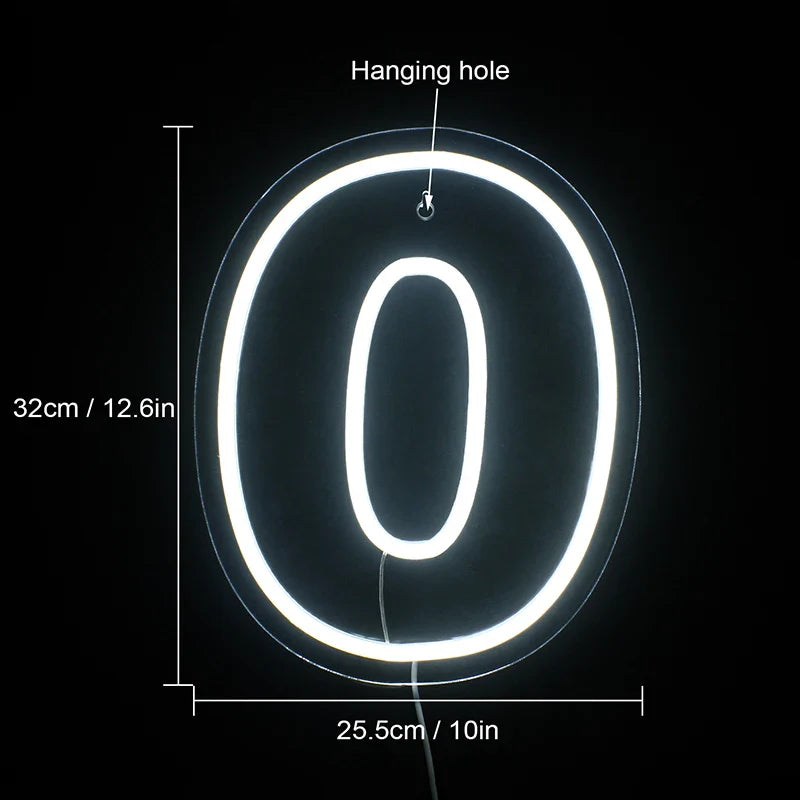 Födelsedagssiffror 0–9 – LED-neonskylt (5 V USB)