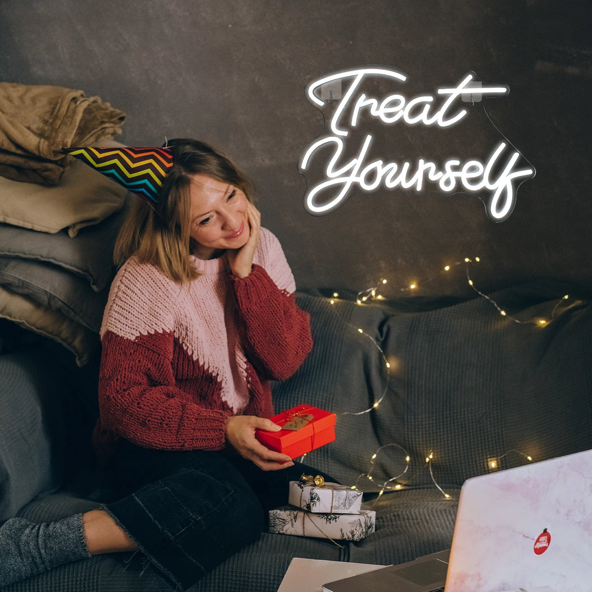 Treat Yourself – LED-neonskylt (5 V USB)
