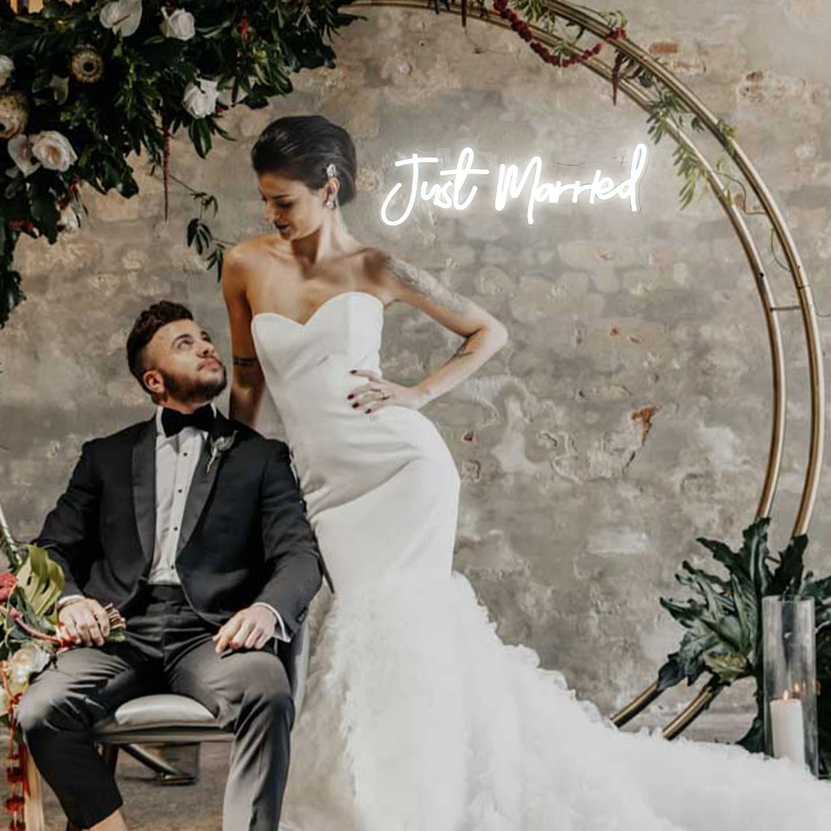 Just Married Wedding – LED-neonskylt (5 V USB)