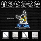 Pet Club – Hundansikte – LED-neonskylt (5 V USB)