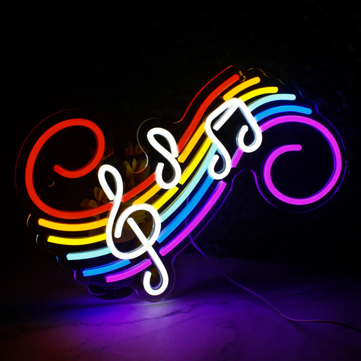 Färgglada noter – LED-neonskylt (5 V USB)