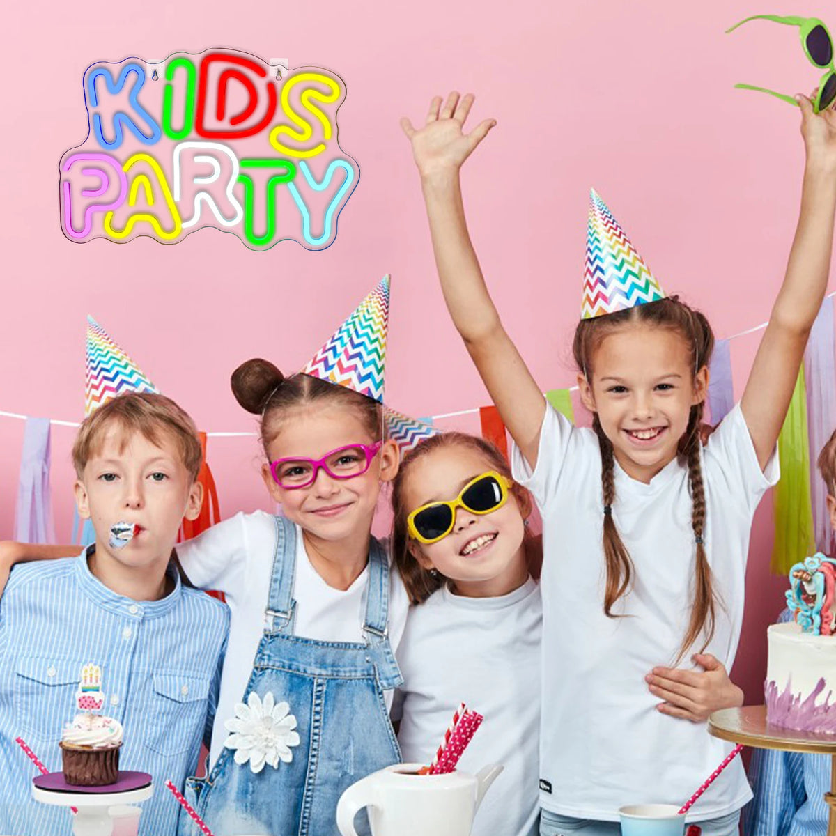 Kids Party – LED-neonskylt (5 V USB)