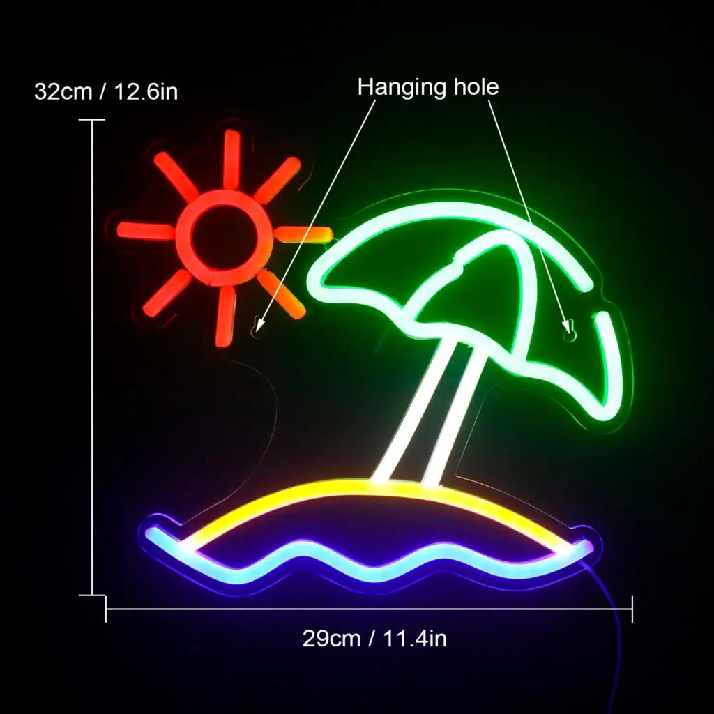 Beach Sun – LED-neonskylt (5 V USB)