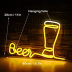 Beer – Högt ölglas – LED-ljusskylt (5 V USB)