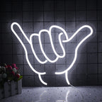 The image features a handmade LED neon sign displaying the phrase "Gesture Encourage Praise" in vibrant, glowing letters.