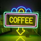 COFFEE – Rektangulär ram och nedåtpil – LED-ljusskylt (5 V USB)