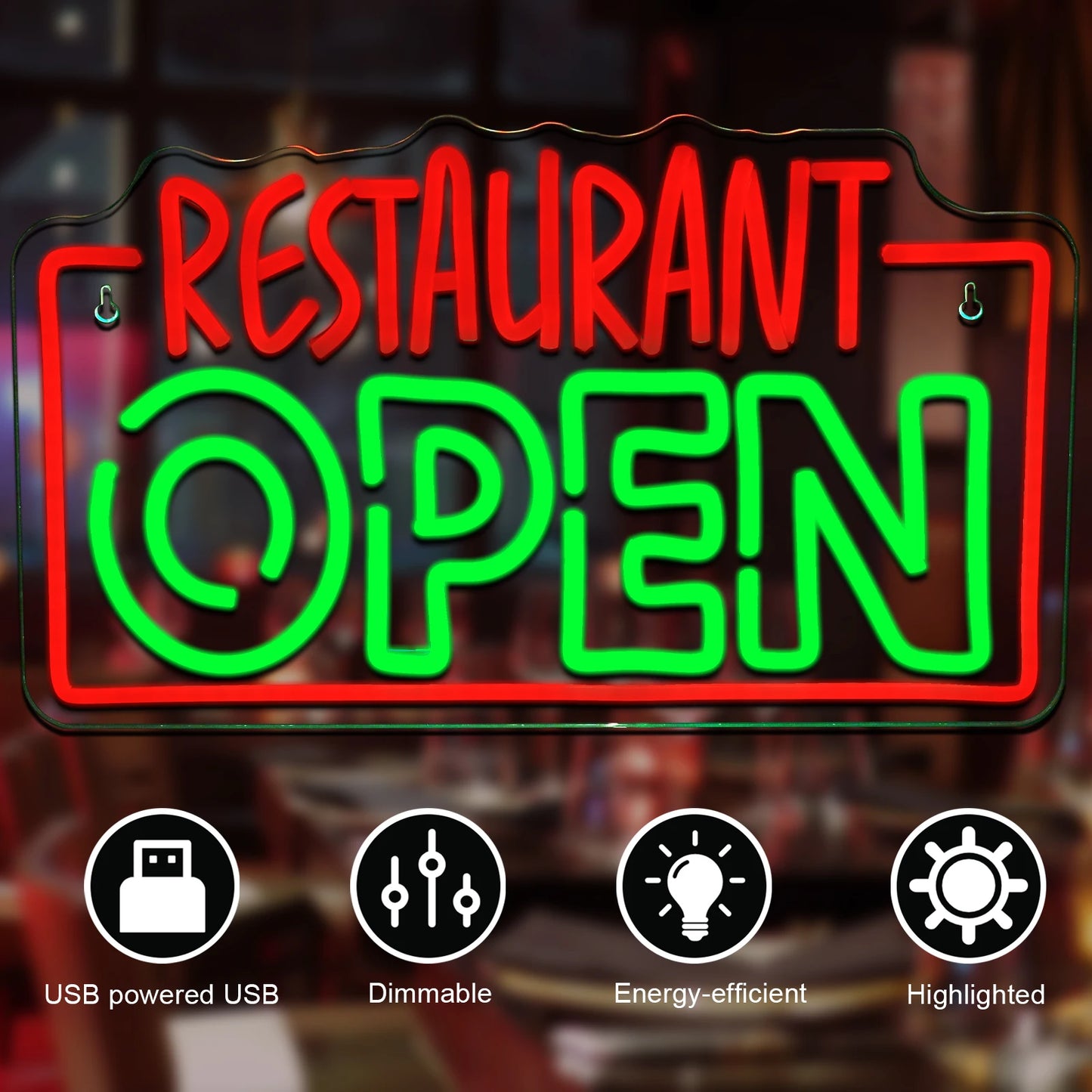 Restaurang ÖPPEN 5V USB LED Ljusskylt - Budgetvänlig