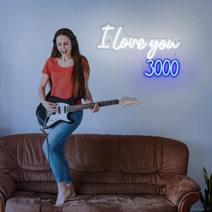 I Love You 3000 Times 5V USB LED Neon Sign - Budget Friendly