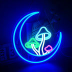 Måne och svamp – LED-neonskylt (5 V USB)