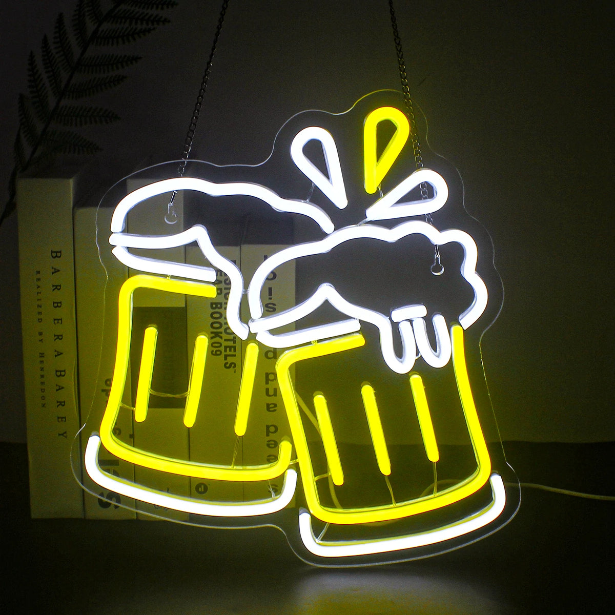 Skålande ölglas – LED-ljusskylt (5 V USB)