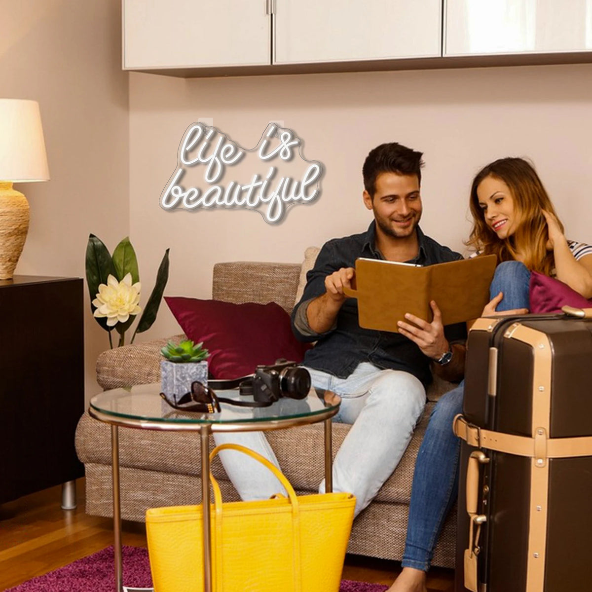 Life is Beautiful – LED-neonskylt (5 V USB)