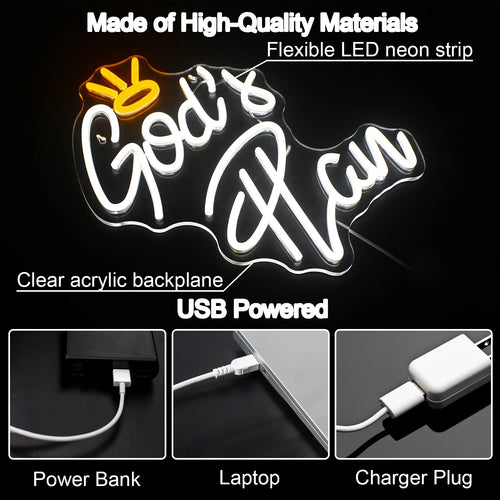 God's Plan Letter – LED-neonskylt (5 V USB)