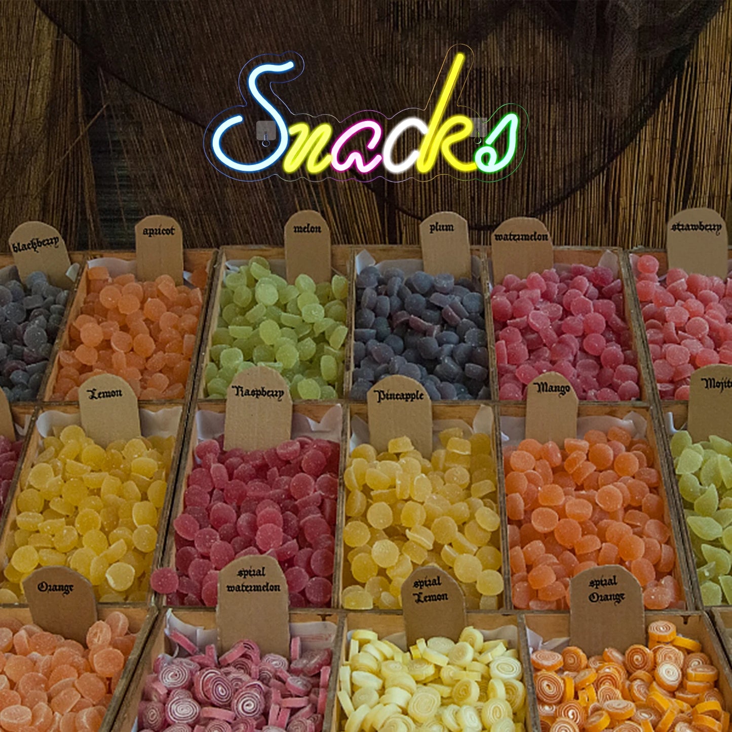 Färgglada Snacks 5V USB LED Ljusskylt - Budgetvänlig