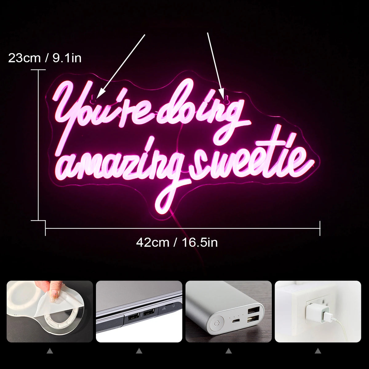 You're Doing Amazing Sweetie – LED-neonskylt (5 V USB)