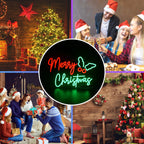 Merry Christmas – Julblad vid sidan – LED-neonskylt (5 V USB)