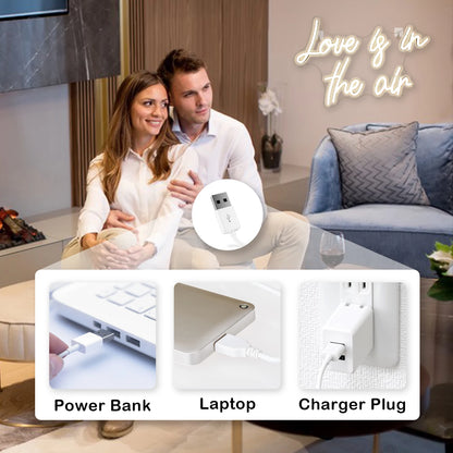 Kärleken ligger i luften 5V USB LED Ljusskylt - Prisvärd