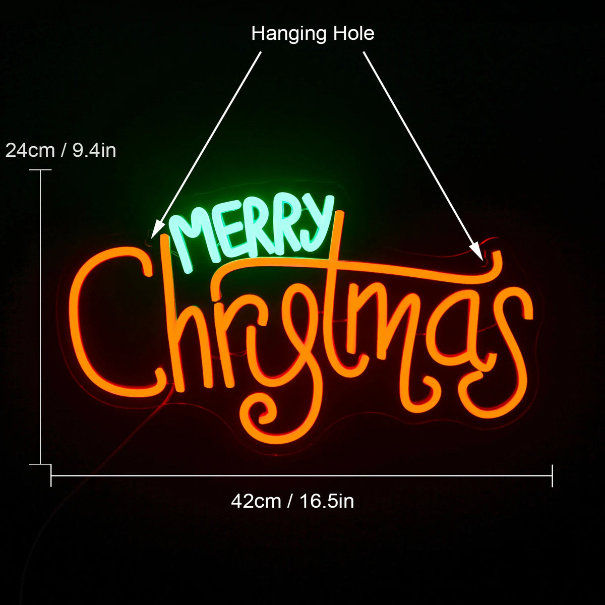 Merry Christmas – Skrivstil – LED-neonskylt (5 V USB)