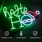 Ho Ho Ho – Jultomtens ansikte och mössa – LED-neonskylt (5 V USB)