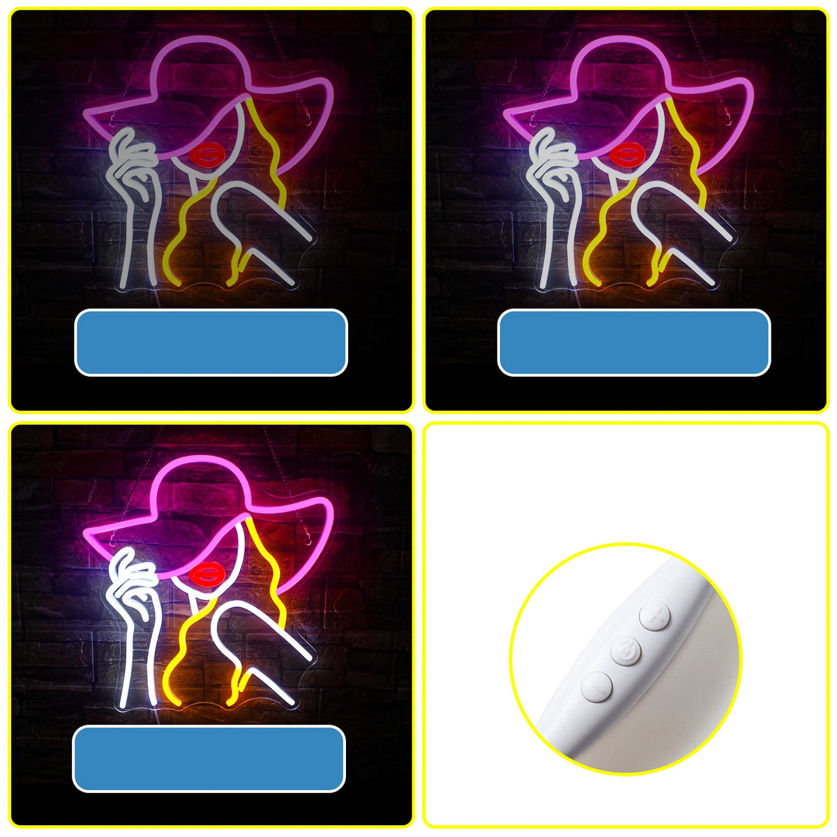 Kvinna med cowboyhatt – LED-neonskylt (5 V USB)