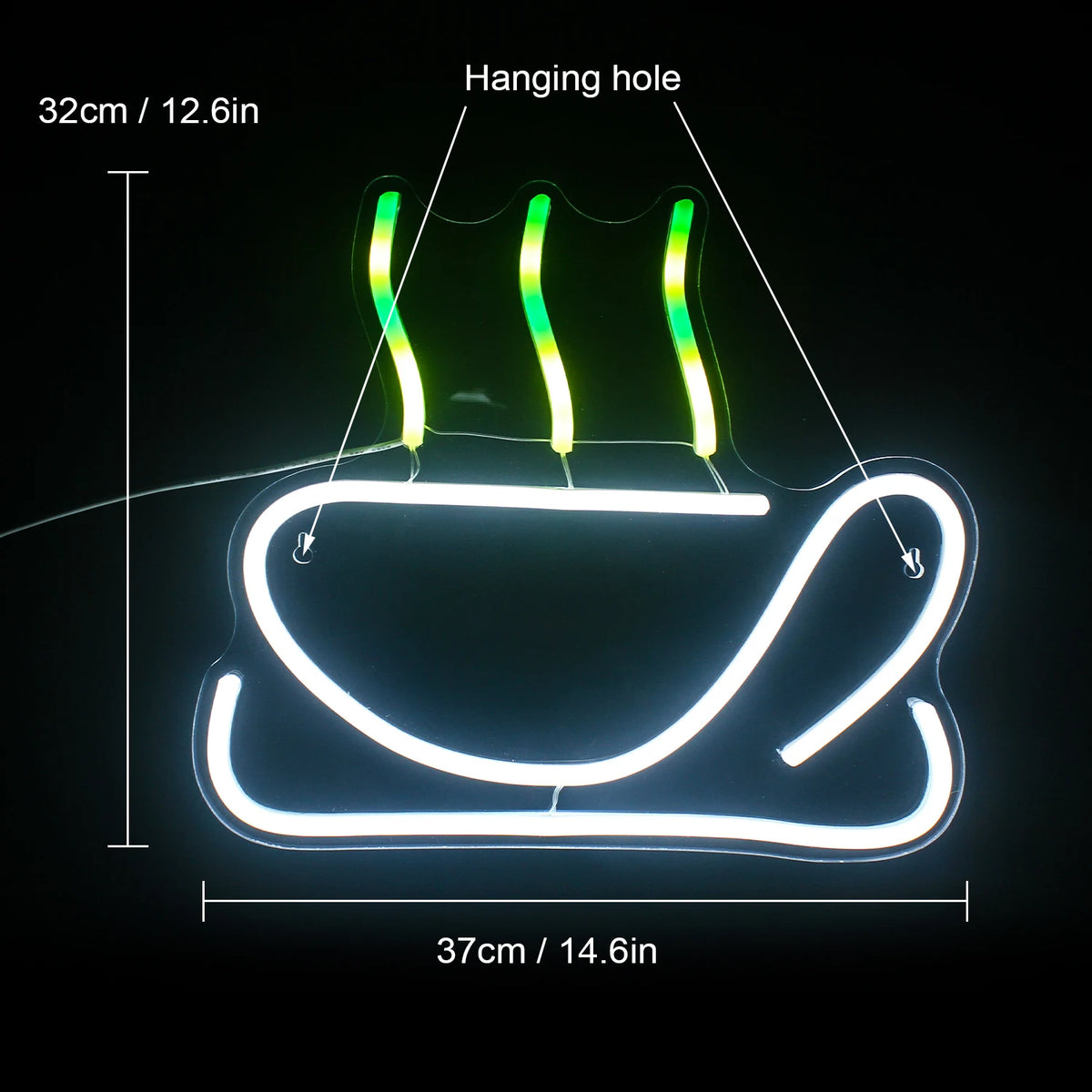 Färgglatt kaffemotiv – LED-ljusskylt (5 V USB)