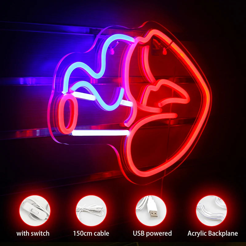 Rökande läppar – LED-neonskylt (5 V USB)
