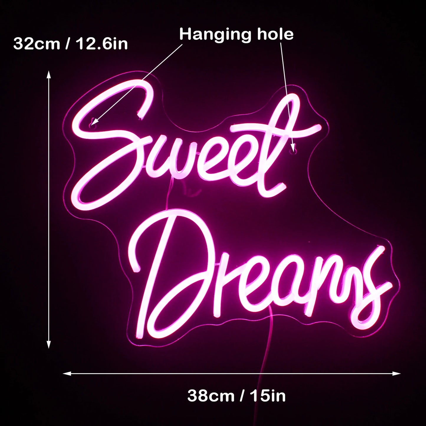Sweet Dreams 5V USB LED Neonskylt - Prisvänlig