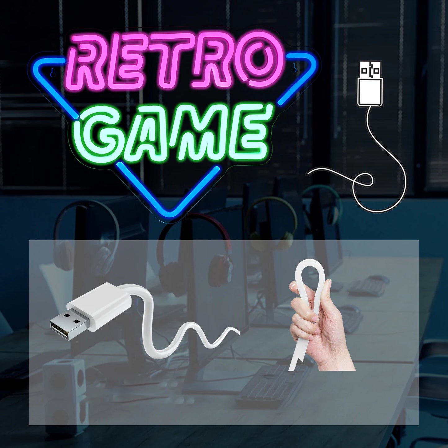 Retro Gaming 5V USB LED Ljusskylt - Budgetvänlig