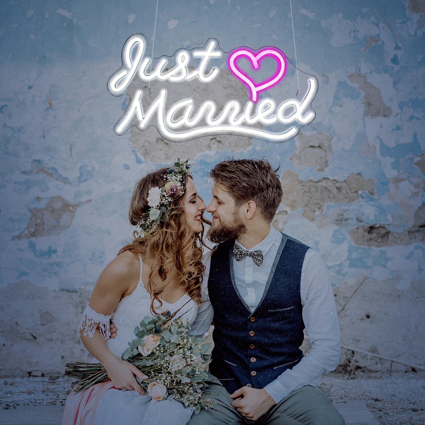 Just Married 5V USB LED Ljusskylt - Budgetvänlig