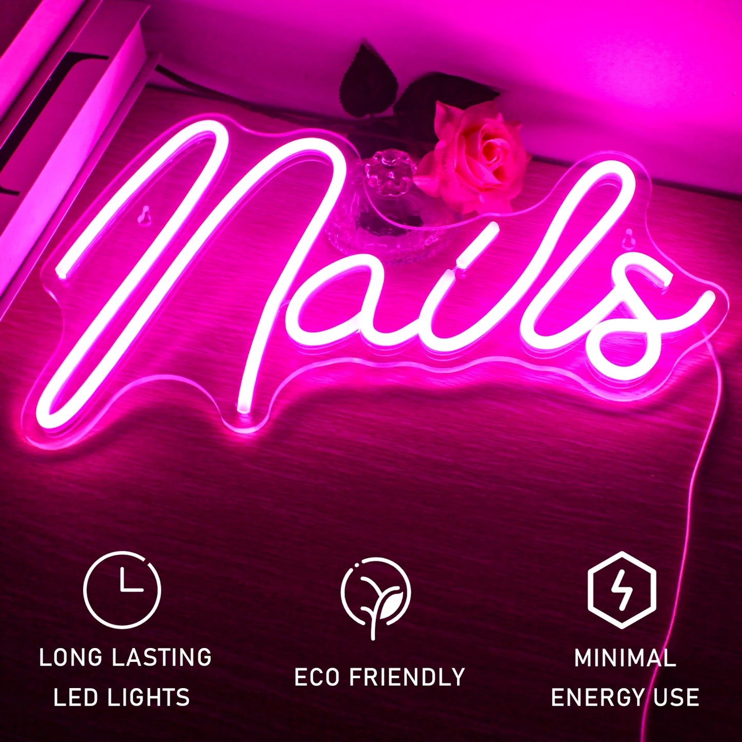 Nails 5V USB LED Ljusskylt - Budgetvänlig