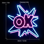 OK – Explosion i serietidningsstil – LED-neonskylt (5 V USB)