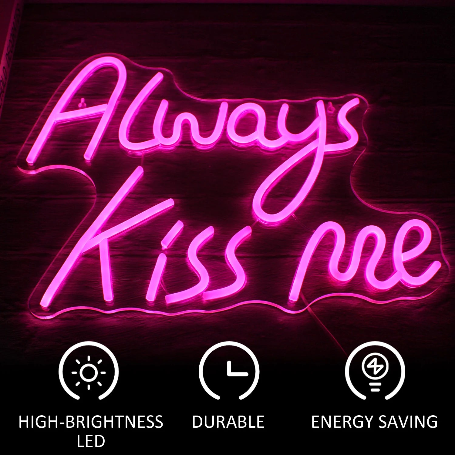 Alltid Kyss Mig Rosa 5V USB LED Ljusskylt - Prisvänlig