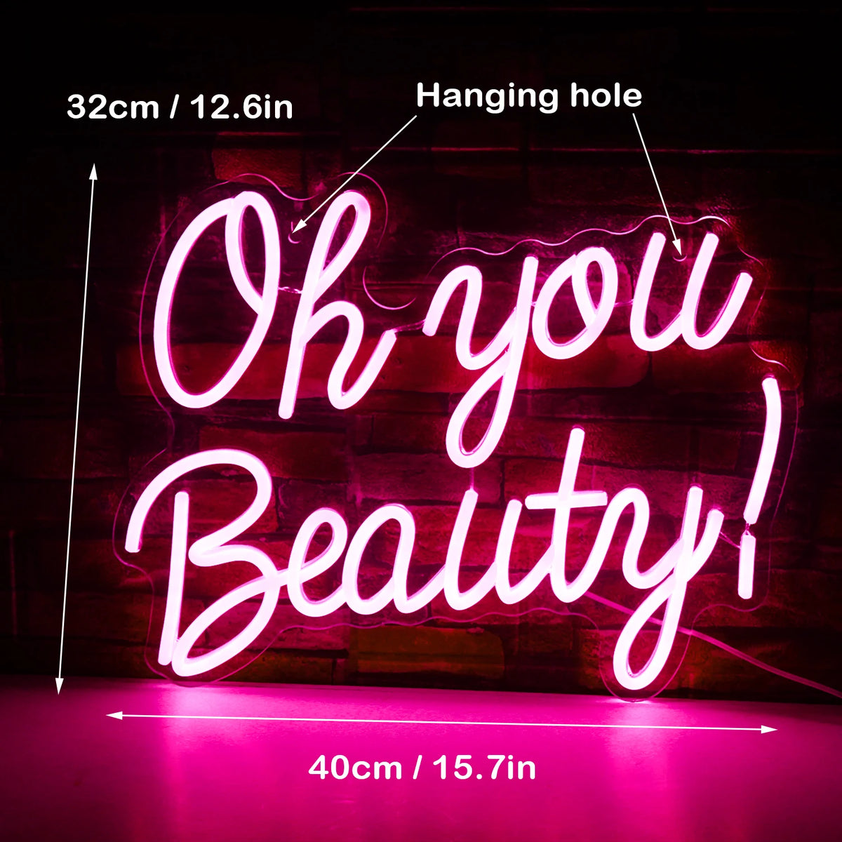 Oh You Beauty – LED-ljusskylt (5 V USB)