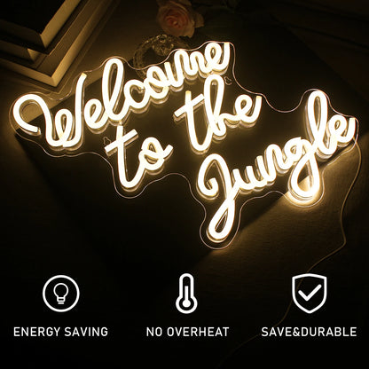 Välkommen till Djungeln 5V USB LED Neonskylt - Budgetvänlig
