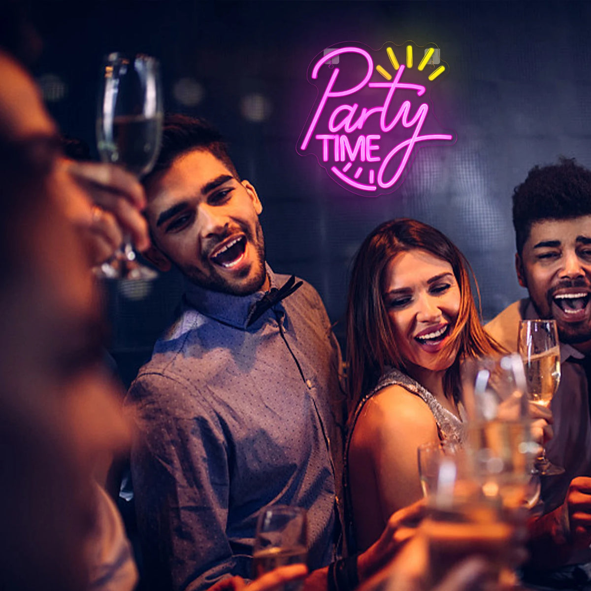 Party TIME – Ljusstrålar – LED-neonskylt (5 V USB)