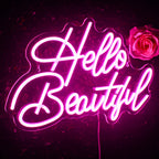 Hello Beautiful – Skrivstil – LED-ljusskylt (5 V USB)