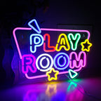 PLAY ROOM – Stjärnor och geometriska detaljer – LED-neonskylt (5 V USB)