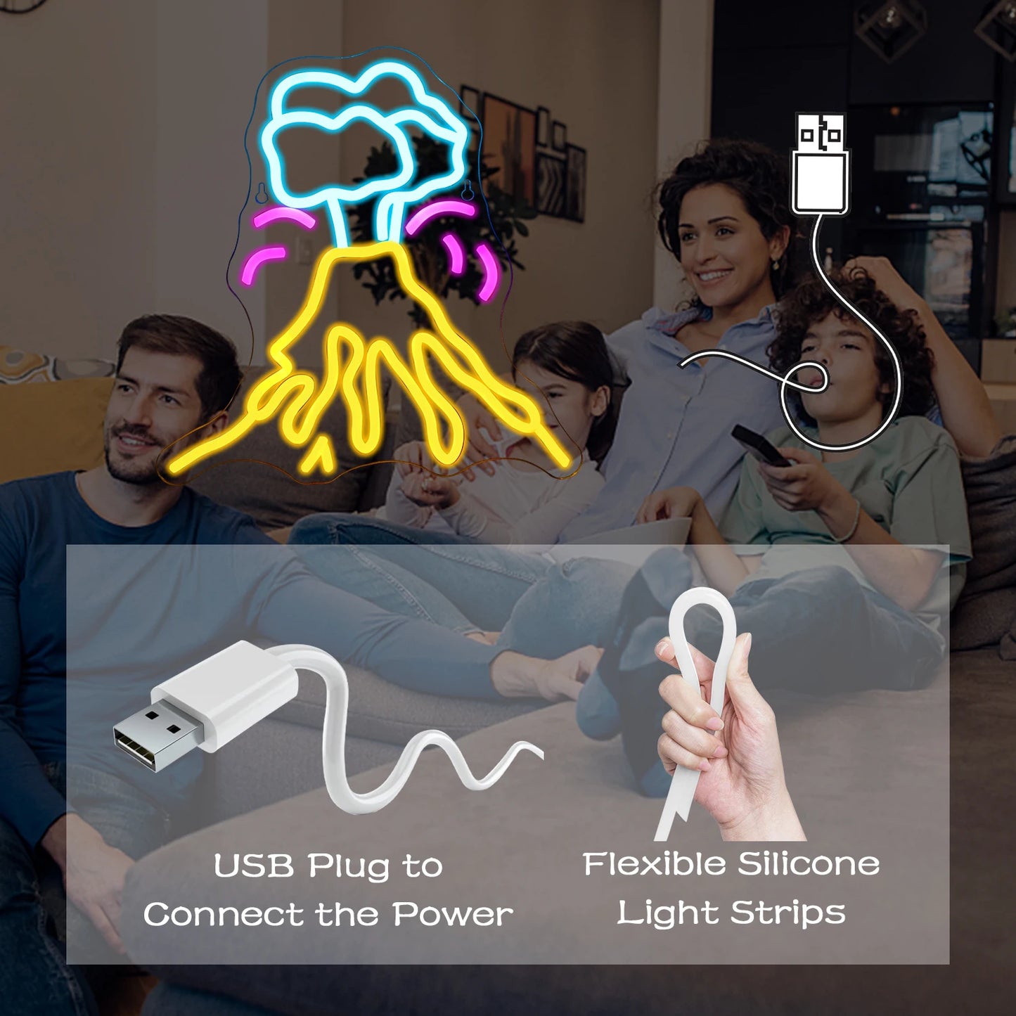 Volcano 5V USB LED Ljusskylt - Prisvärd